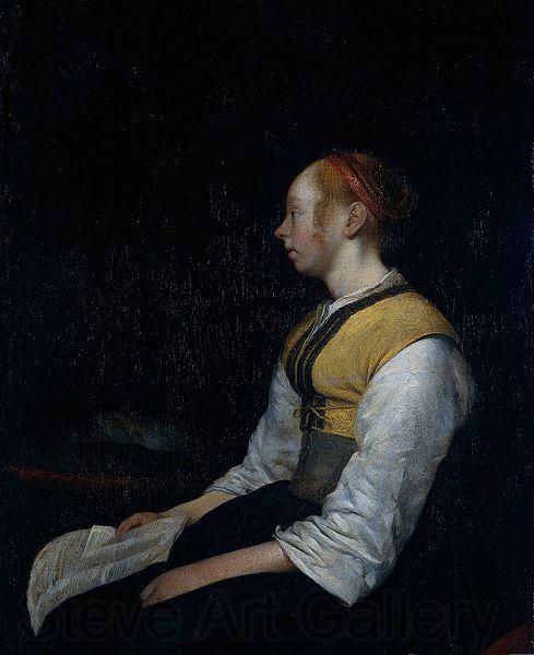 Gerard ter Borch the Younger Seated girl in peasant costume, probably Gesina (1631-90), the painter's half-sister.
